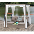 Promotional leisure outdoor furniture plastic rattan wicker daybed with canopy for poolside